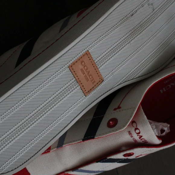 Coach Kids' Slip-On Canvas Sneakers in Red and White - Picture 5 of 9